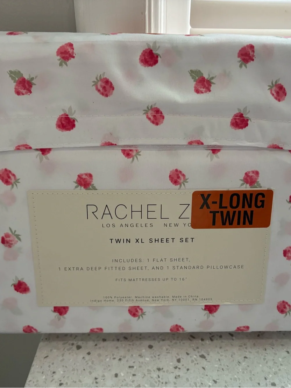 NEW Rachel Zoe Twin XL Raspberry Print Sheet Set